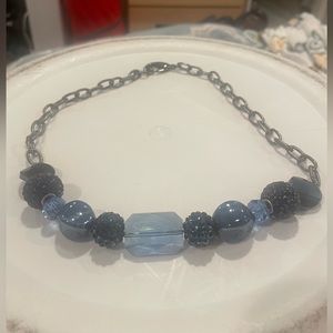 Blue Crystal and Bead Necklace